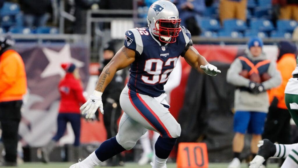Dec 31, 2017; Foxborough, MA, USA; New England Patriots outside linebacker James Harrison (92) during the second half of New England's 26-6 win over the New York Jets at Gillette Stadium.