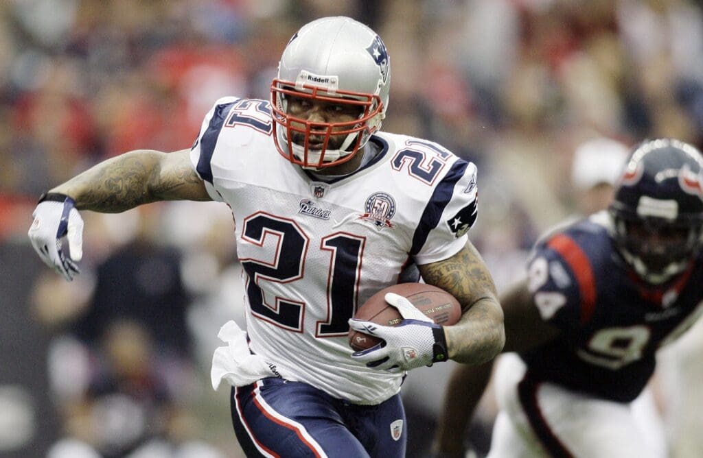 Jan 3, 2010; Houston, TX, USA; New England Patriots running back Fred Taylor (21) runs the ball against the Houston Texans in the first quarter at Reliant Stadium.