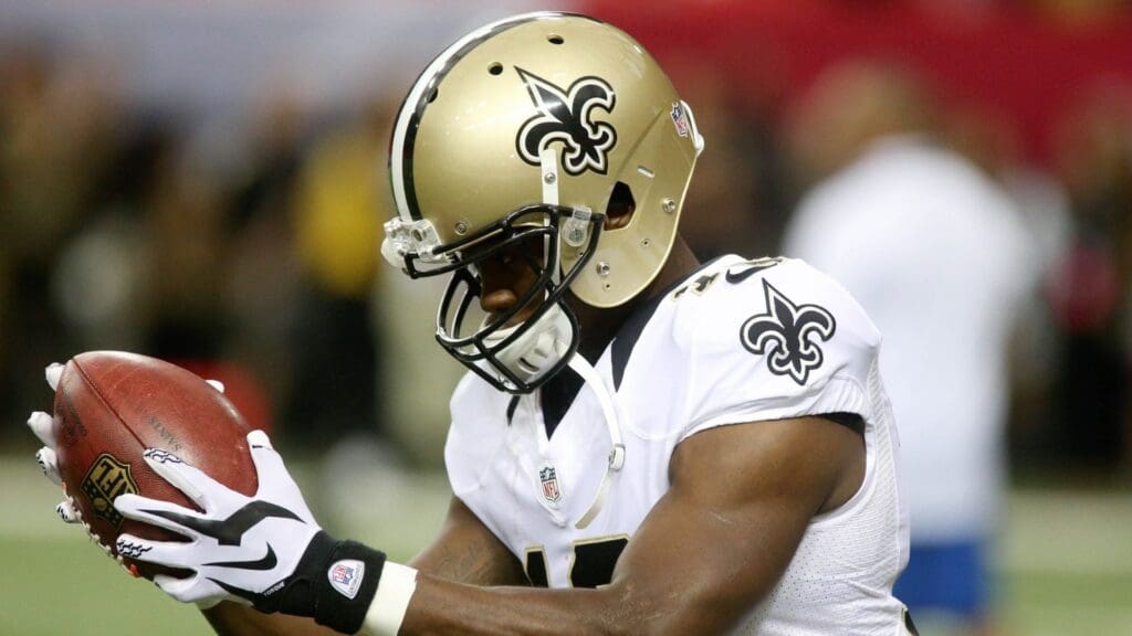 Sep 7, 2014; Atlanta, GA, USA; New Orleans Saints wide receiver Brandin Cooks (10) catches a punt before the game against the Atlanta Falcons at the Georgia Dome.