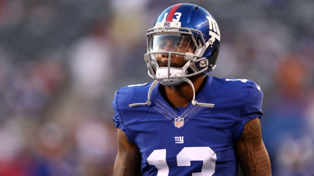 Aug 22, 2015; East Rutherford, NJ, USA; New York Giants New York Giants wide receiver Odell Beckham Jr. (13) during the first half against the Jacksonville Jaguars at MetLife Stadium.