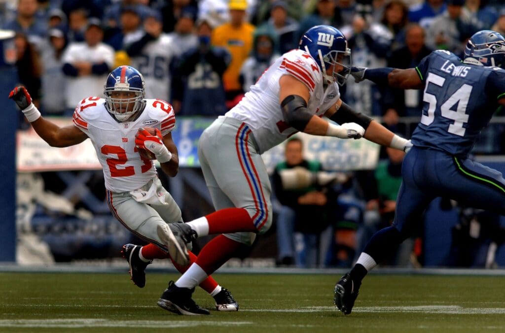 Nov. 27, 2005; Seattle, WA, USA; New York Giants running back (21) Tiki Barber against the Seattle Seahawks at Qwest Field in Seattle, Washington.
