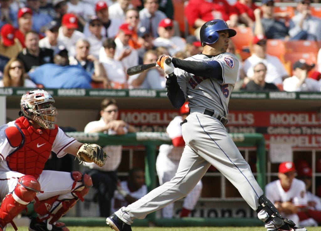 Apr. 11, 2006; Washington, D.C., USA; New York Mets center fielder Carlos Beltran hits a home run during the Mets matchup with the Washington Nationals at RFK Stadium.