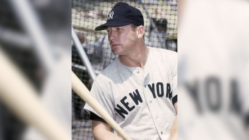 1963; USA; FILE PHOTO; New York Yankees center fielder Mickey Mantle on the field during the 1963 season.