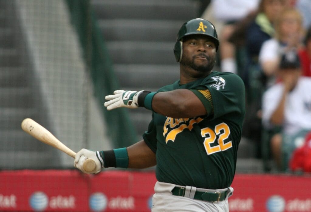 Apr 8, 2007; Anaheim CA, USA; Oakland Athletics outfielder Milton Bradley (22) against the Los Angeles Angels at Angel Stadium in Anaheim