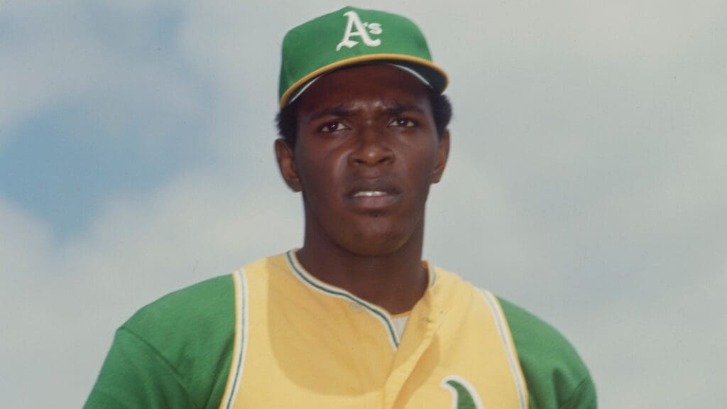 Unknown date and unknown location; USA, FILE PHOTO; Oakland Athletics pitcher Vida Blue (35) poses for a portrait on the field