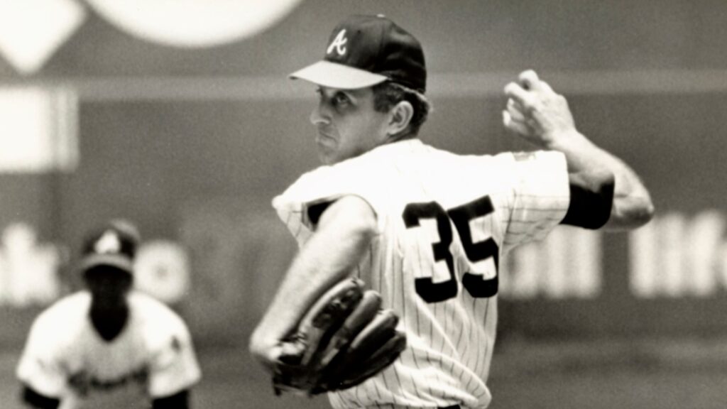May 1973; Unknown location, USA; FILE PHOTO; Atlanta Braves pitcher Phil Niekro (35) pitches during the 1973 season.