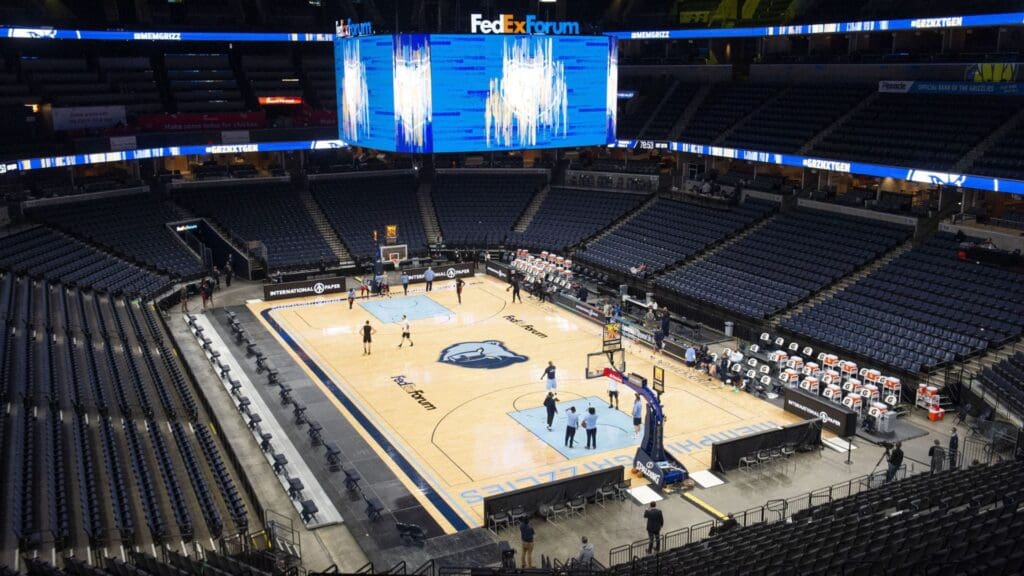 Dec 17, 2020; Memphis, Tennessee, USA; overall view before the game between the Memphis Grizzlies and the Atlanta Hawks at FedExForum.