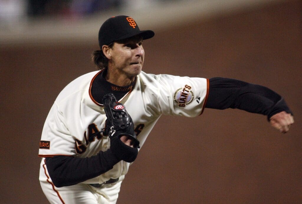 Sep 25, 2009; San Francisco, CA, USA; San Francisco Giants pitcher Randy Johnson (51) delivers a pitch against the Chicago Cubs in the ninth inning at AT&T Park. The Cubs defeated the Giants 3-0.