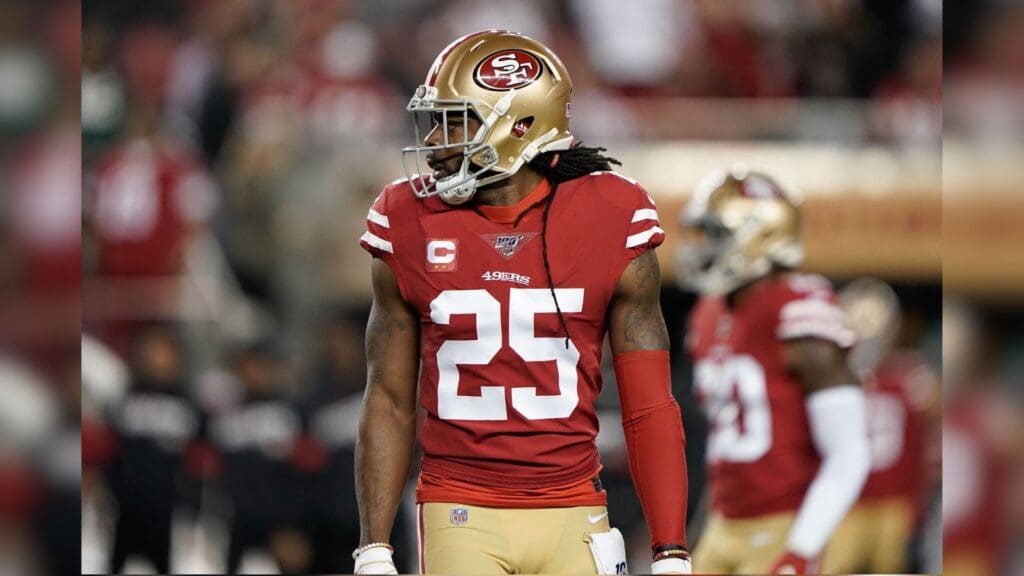 Nov 24, 2019; Santa Clara, CA, USA; San Francisco 49ers cornerback Richard Sherman (25) in the game against the Green Bay Packers during the first quarter at Levi's Stadium.