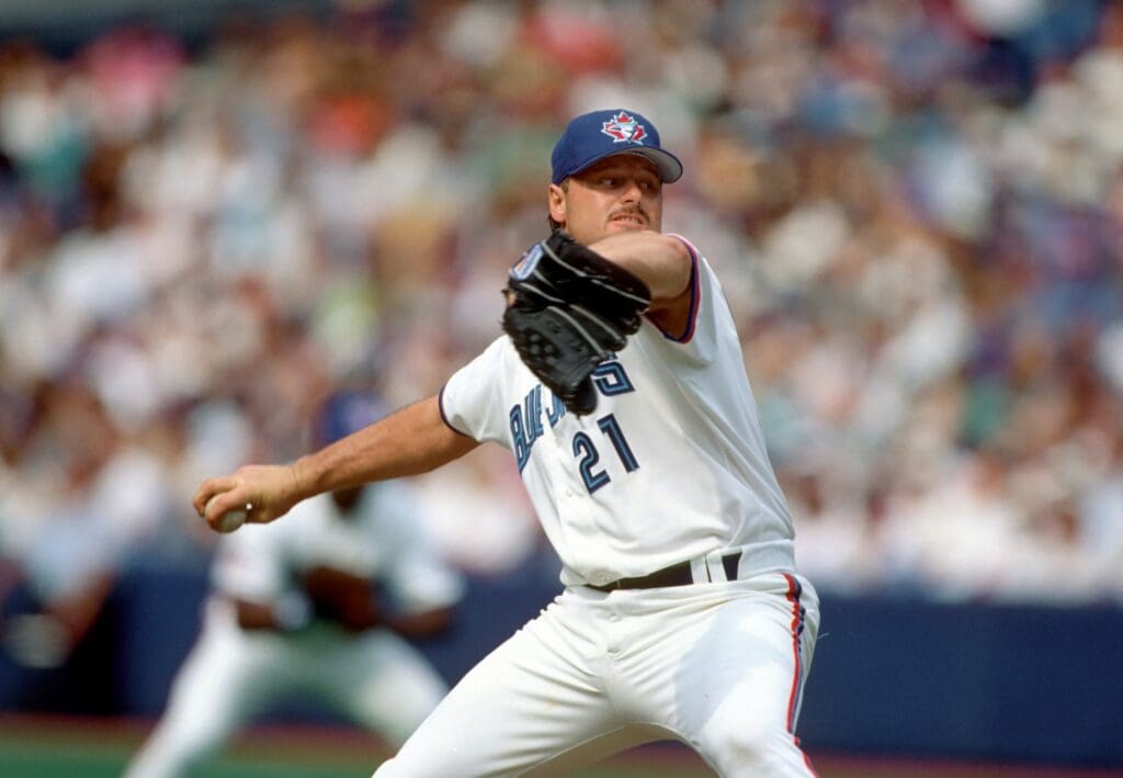Jun 1997; Tornoto, ON, Canada; FILE PHOTO; Roger Clemens of the Toronto Blue Jays in action during the 1997 season.