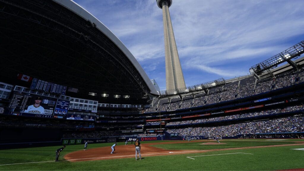 Jun 1, 2024; Toronto, Ontario, CAN; A general view of Rogers Centre during a game between the Pittsburgh Pirates and Toronto Blue Jays.