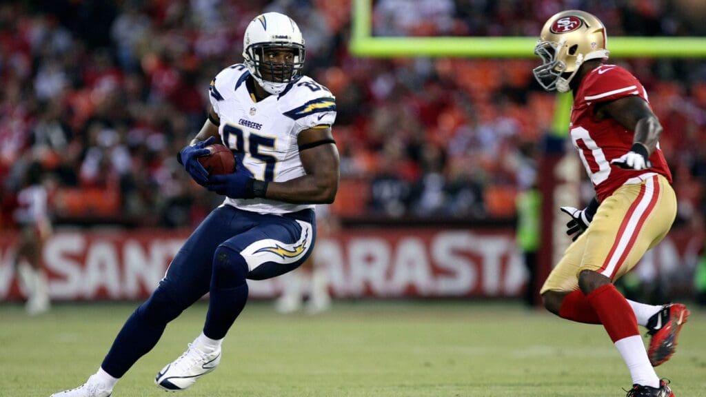 August 30, 2012; San Francisco, CA, USA; San Diego Chargers tight end Antonio Gates (85) carries the ball against the San Francisco 49ers during the first quarter at Candlestick Park.