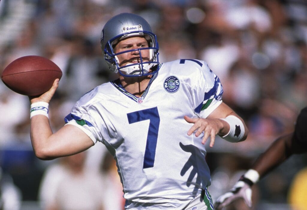 Oct 22, 2000; Oakland, CA, USA; FILE PHOTO; Seattle Seahawks quarterback Jon Kitna (7) in action against the Oakland Raiders at Oakland-Alameda County Coliseum.