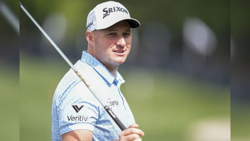 May 13, 2025; Charlotte, North Carolina, USA; Sepp Straka on a practice day for the PGA Championship golf tournament at Quail Hollow.