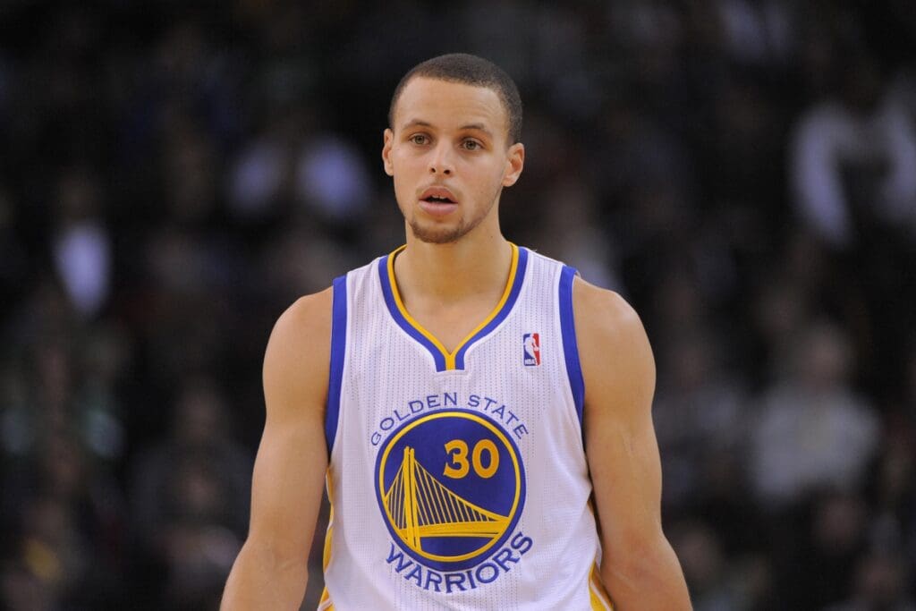 December 29, 2012; Oakland, CA, USA; Golden State Warriors point guard Stephen Curry (30) looks on during the first quarter against the Boston Celtics at ORACLE Arena. The Warriors defeated the Celtics 101-83.