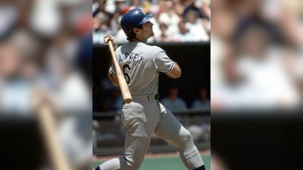 June1977; Cincinnati, OH, USA; FILE PHOTO; Los Angeles Dodgers first baseman Steve Garvey (6) in action against the Cincinnati Reds at Riverfront Stadium during the 1974 season.