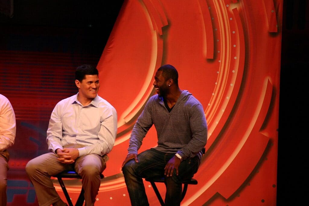 Ted Bruschi and Darrelle Revis