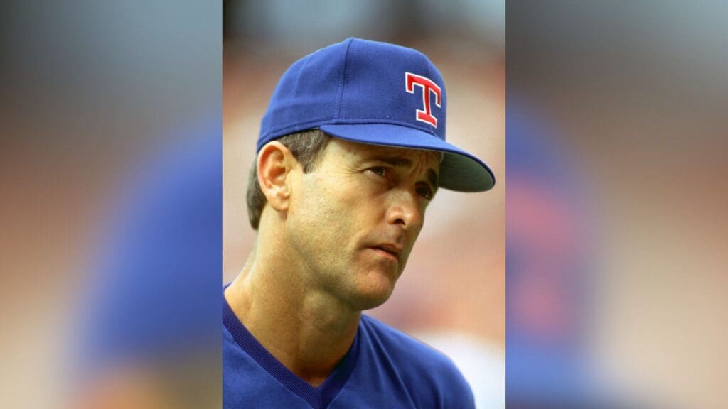 Unknown date 1993; Baltimore, MD, USA; FILE PHOTO; Texas Rangers pitcher Nolan Ryan prior to the game against the Baltimore Orioles at Camden Yards.