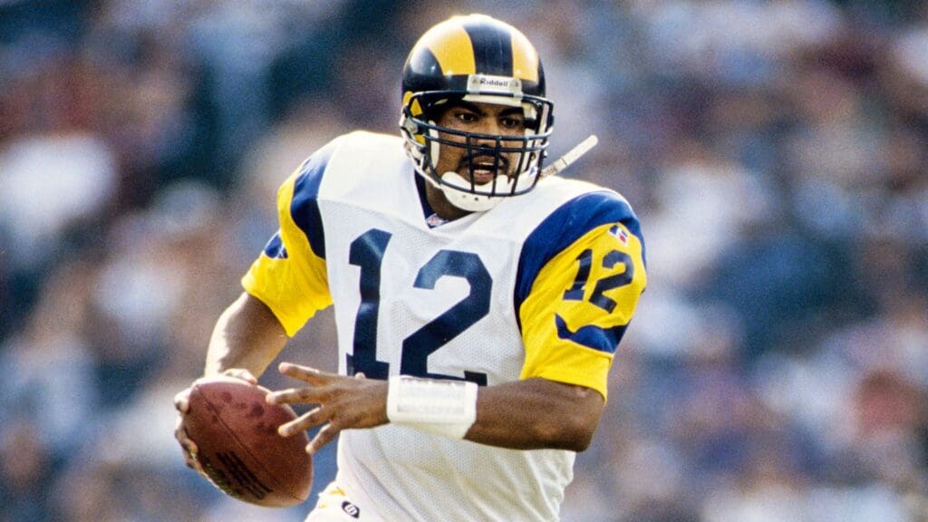 FILE PHOTO; St. Louis Rams quarterback Tony Banks (12) runs with the ball during the 1996 season.