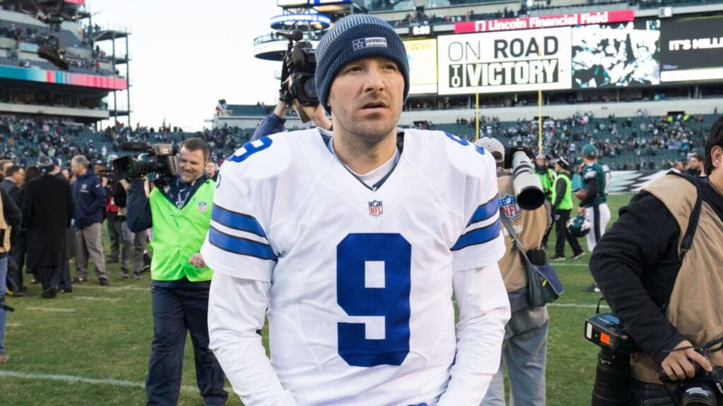 Jan 1, 2017; Philadelphia, PA, USA; Dallas Cowboys quarterback Tony Romo (9) walks off the field after a game against the Philadelphia Eagles at Lincoln Financial Field. The Philadelphia Eagles won 27-13.