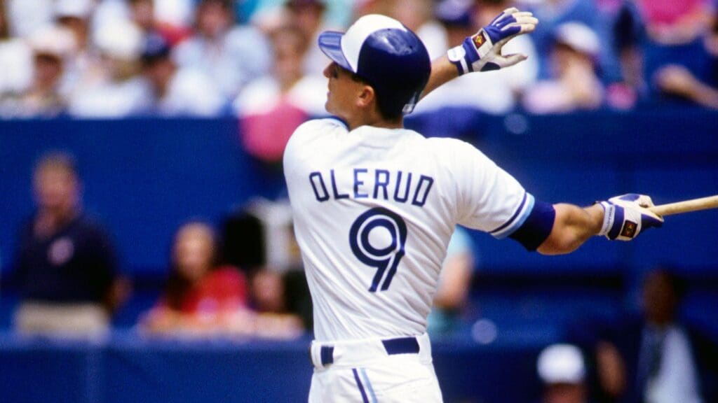 1993, Toronto, ON, CAN; FILE PHOTO; Toronto Blue Jays first baseman John Olerud in action at the plate at the Skydome during the 1993 season.