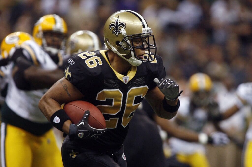 November 24, 2008; New Orleans, LA, USA; New Orleans Saints running back Deuce McAllister (26) carries the ball during the first half against the Green Bay Packers at the Louisiana Superdome in New Orleans. New Orleans defeated Green Bay 51-29