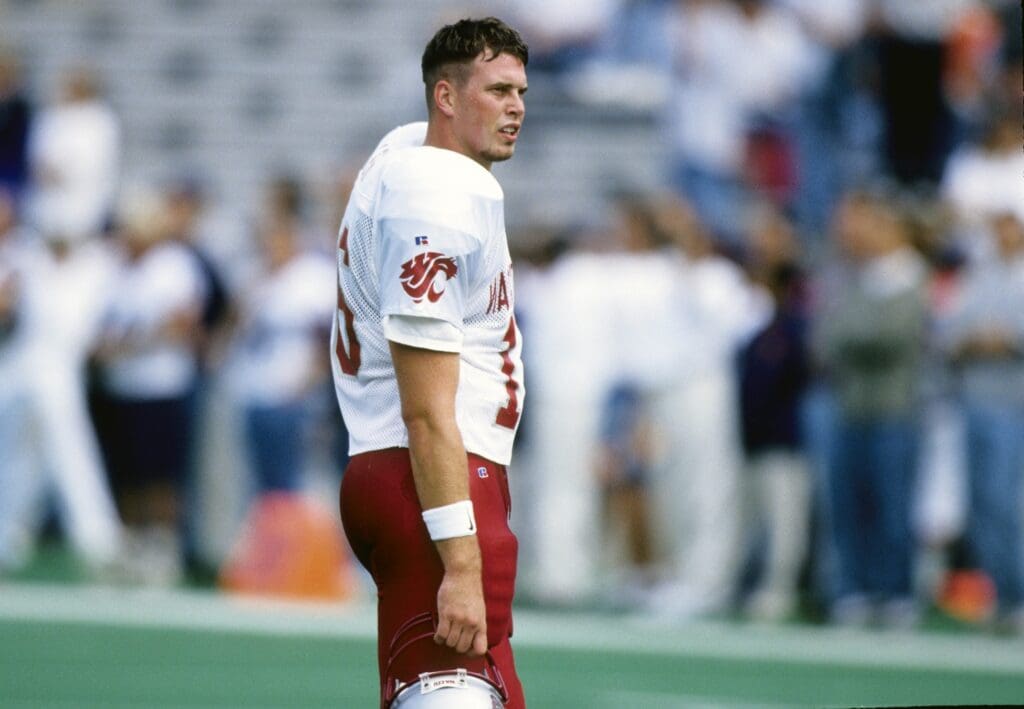 Sep 20, 1997; Champaign, IL, USA; FILE PHOTO; Washington State Cougars quarterback Ryan Leaf (16) against the Illinois Illini at Memorial Stadium.