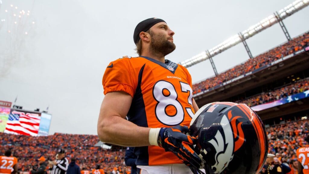 Jan 11, 2015; Denver, CO, USA; Denver Broncos wide receiver Wes Welker (83) against the Indianapolis Colts in the 2014 AFC Divisional playoff football game at Sports Authority Field at Mile High. The Colts defeated the Broncos 24-13.