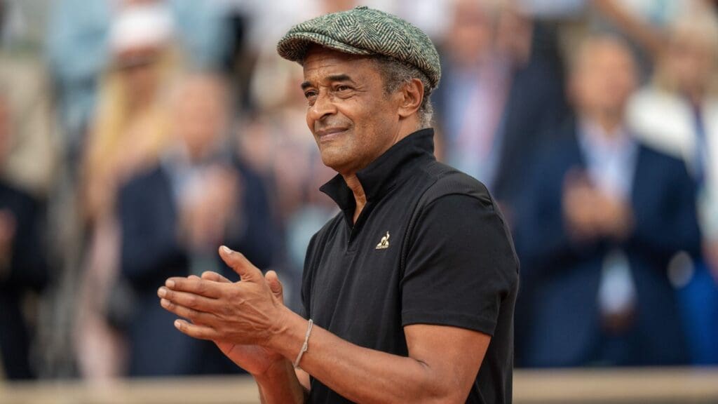 Jun 11, 2023; Paris,France; Yannick Noah at the trophy presentation on day 15 at Stade Roland-Garros.