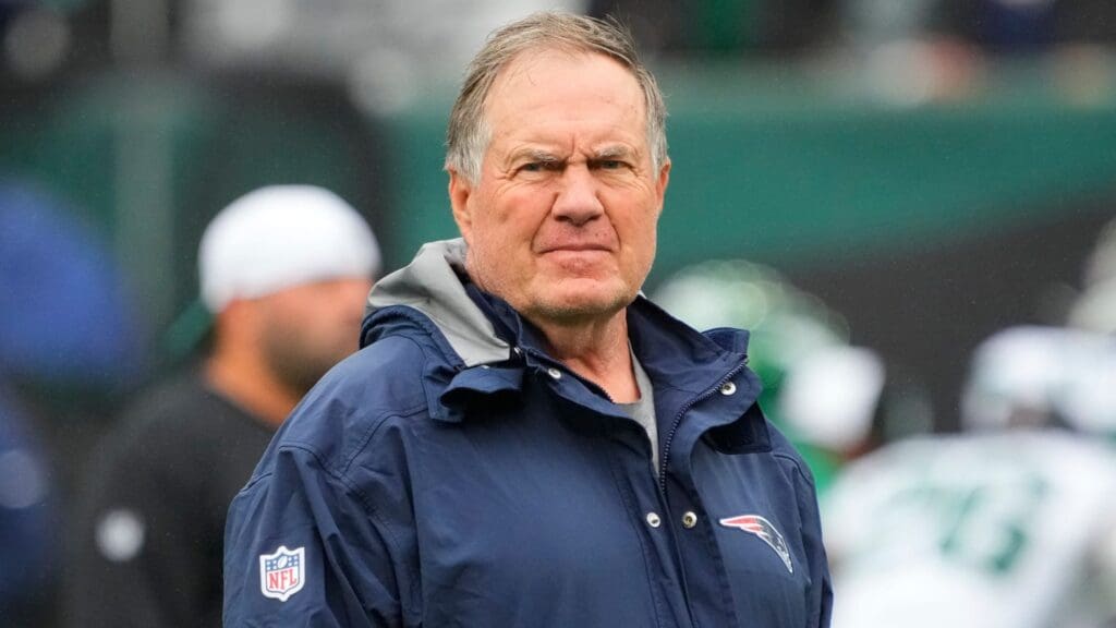 New England Patriots head coach Bill Belichick on the sidelines in 2023.