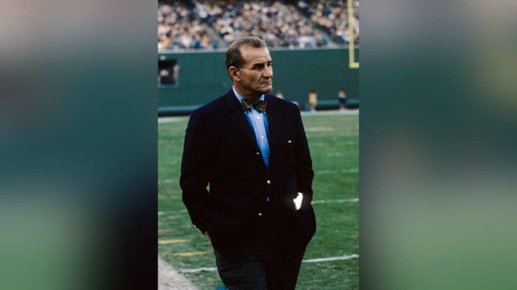 Unknown date 1968; San Diego, CA, USA; FILE PHOTO; San Diego Chargers head coach Sid Gillman on the sideline during the 1988 season. Mandatory Credit: Darryl Norenberg-Imagn Images