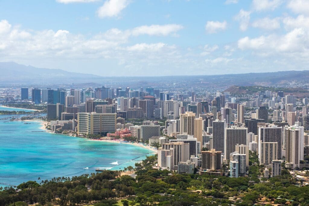 a view of a city and a body of water
