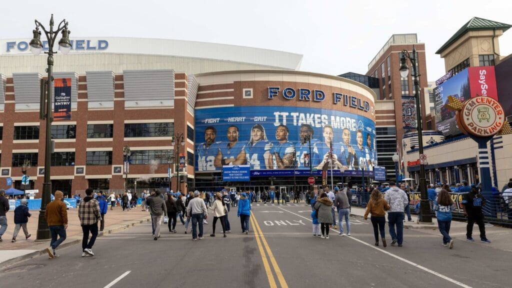 Nov 17, 2024; Detroit, Michigan, USA; A general view of Ford Field before the game between the Detroit Lions and the Jacksonville Jaguars