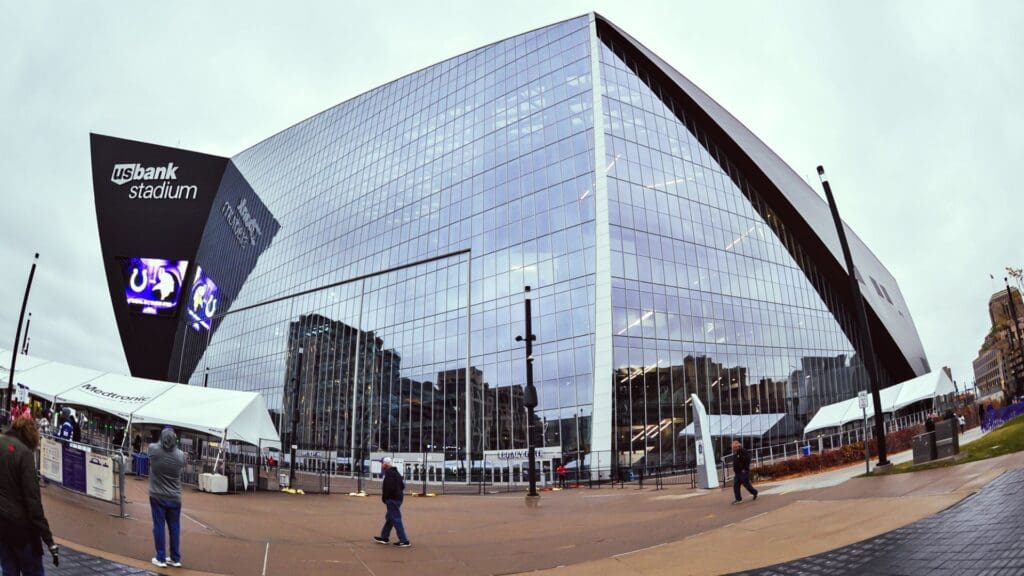 Nov 3, 2024; Minneapolis, Minnesota, USA; A general view of U.S. Bank Stadium before the game between the Minnesota Vikings and the Indianapolis Colts