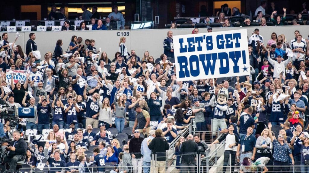 Nov 24, 2016; Arlington, TX, USA; A view of the Dallas Cowboys fans and their mascot Rowdy before the game between the Dallas Cowboys and the Washington Redskins at AT&T Stadium. The Cowboys defeat the Redskins 31-26.
