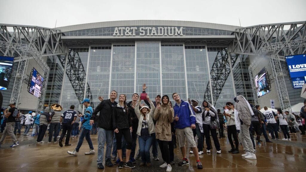 Nov 26, 2015; Arlington, TX, USA; A view of the stadium and fans before the game between the Dallas Cowboys and the Carolina Panthers on Thanksgiving at AT&T Stadium.