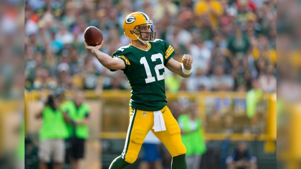 Sep 24, 2017; Green Bay, WI, USA; Green Bay Packers quarterback Aaron Rodgers (12) during the game against the Cincinnati Bengals at Lambeau Field.