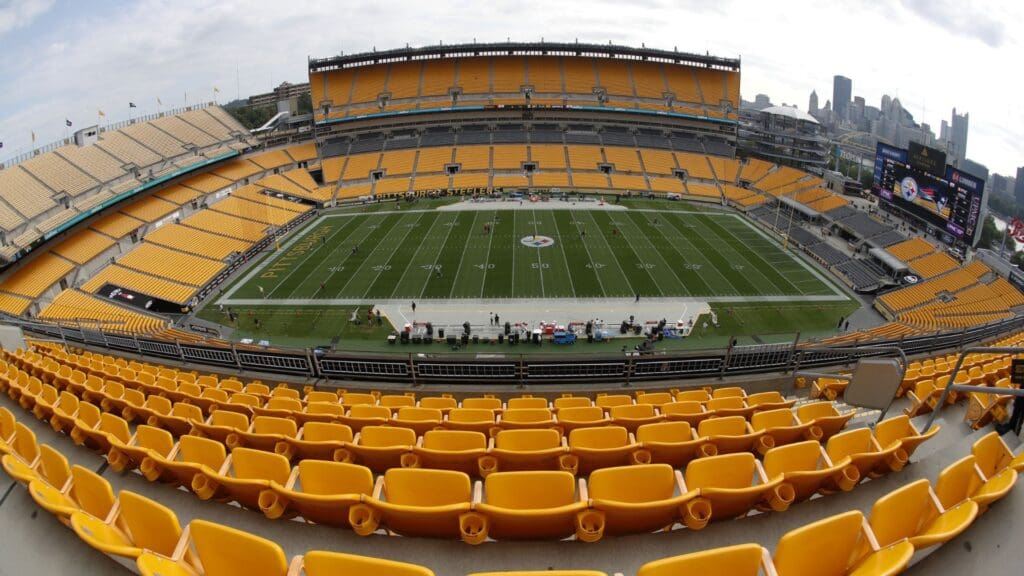 Sep 18, 2022; Pittsburgh, Pennsylvania, USA; General view of the field before the Pittsburgh Steelers host the New England Patriots at Acrisure Stadium.
