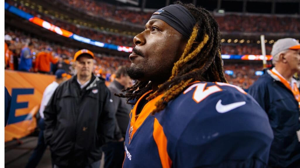 Oct 1, 2018; Denver, CO, USA; Denver Broncos cornerback Adam Jones (24) against the Kansas City Chiefs at Broncos Stadium at Mile High.