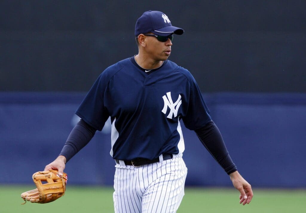 March 3, 2010; Tampa, FL, USA; New York Yankees third baseman Alex Rodriguez (13) warms up during spring training against Pittsburgh Pirates at George M. Steinbrenner Field.