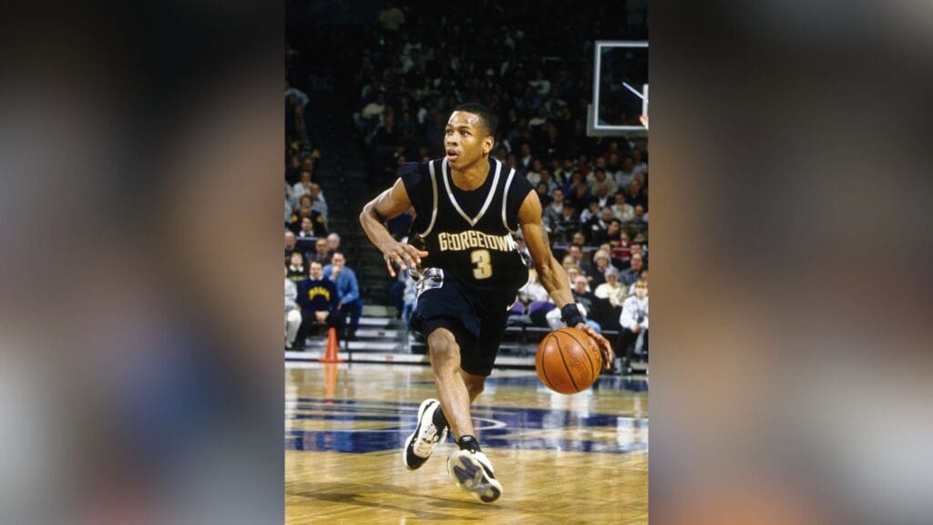 Unknown date & location, USA; FILE PHOTO; Georgetown Hoyas guard Allen Iverson (3) on the court.
