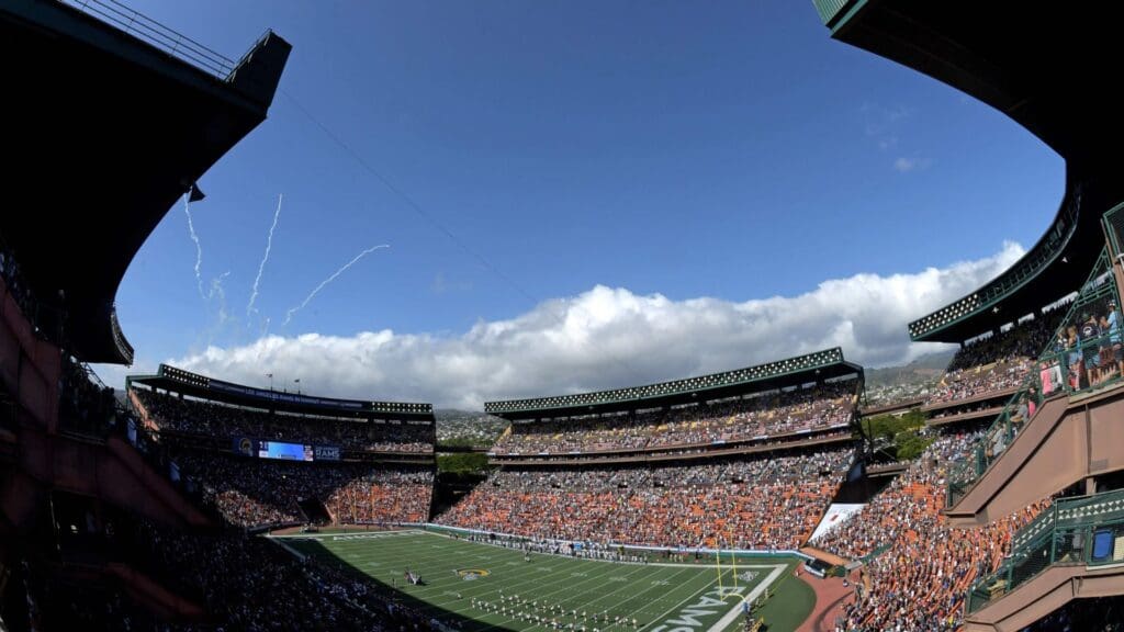 Aug 17, 2019; Honolulu, HI, USA; A general view of Aloha Stadium before a game between the Dallas Cowboys and Los Angeles Rams.