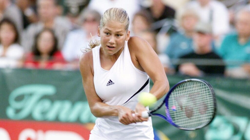 Anna Kournikova during her match in the quarterfinals between Kournikova and Mashona Washington at the A&P Tennis Classic at the Sheraton Crossroads hotel in Mahwah, N.J., on July 20, 2000.