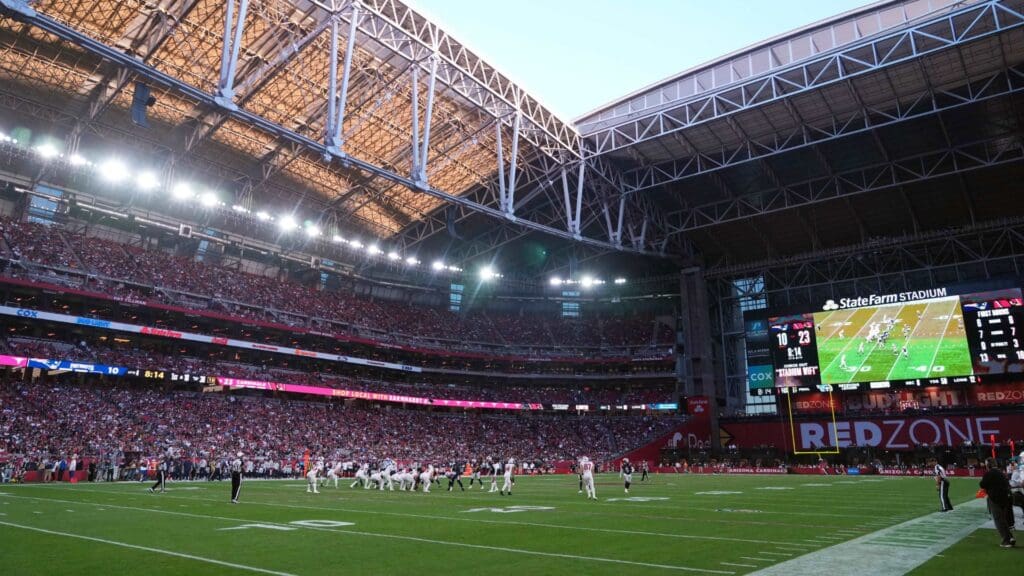 Dec 15, 2024; Glendale, Arizona, USA; A general view of the game between the Arizona Cardinals and the New England Patriots during the second half at State Farm Stadium.