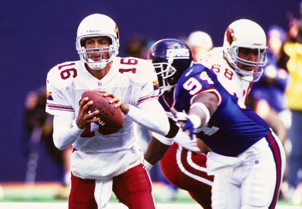 Nov 16, 1997; East Rutherford, NJ, USA; FILE PHOTO; Arizona Cardinals quarterback Jake Plummer (16) in action against the New York Giants at Giants Stadium.