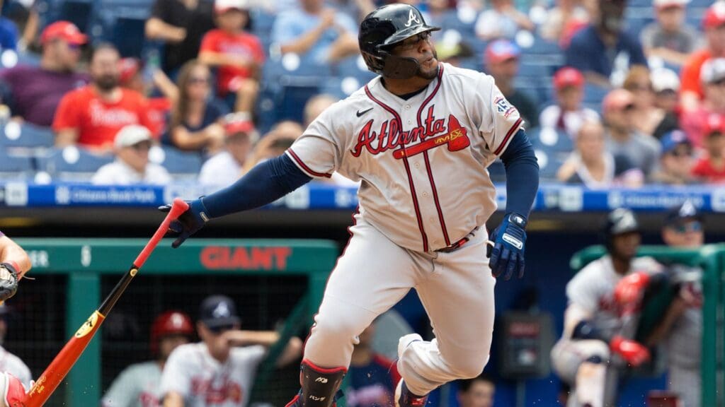 Atlanta Braves third baseman Pablo Sandoval (48) in action against the Philadelphia Phillies at Citizens Bank Park