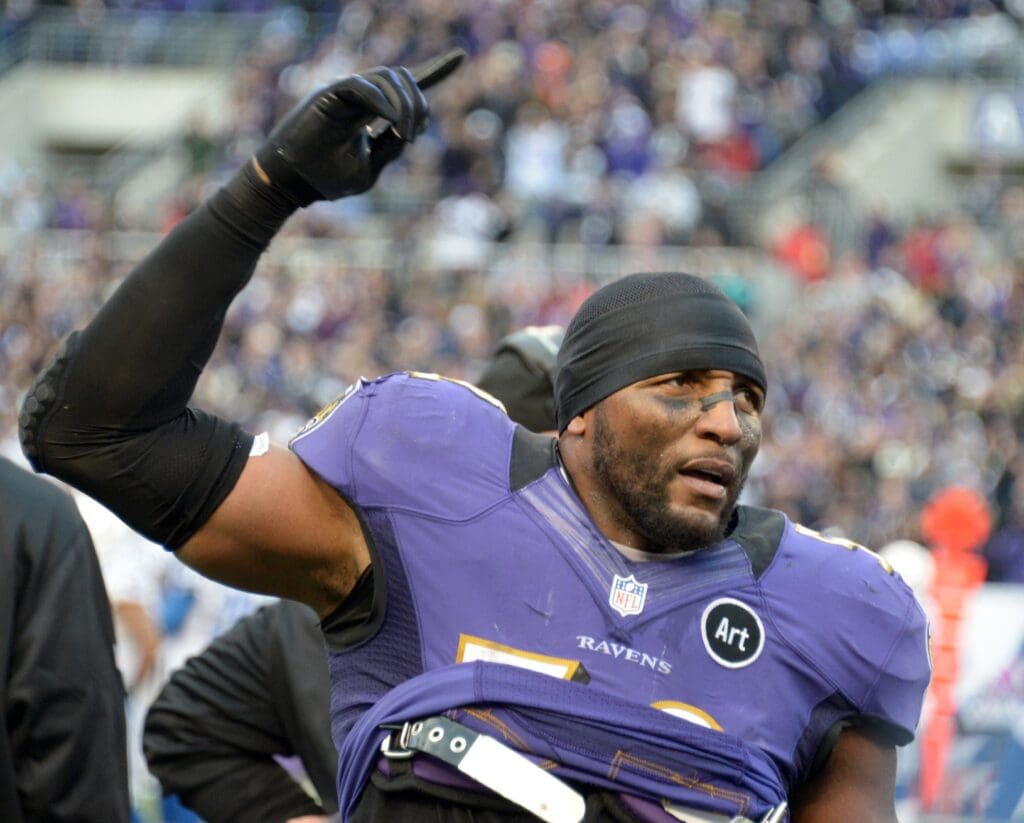 Jan 6, 2013; Baltimore, MD, USA; Baltimore Ravens linebacker Ray Lewis (52) reacts in the fourth quarter of the AFC Wild Card playoff game against the Indianapolis Colts at M&T Bank Stadium. The Ravens defeated the Colts 24-9.
