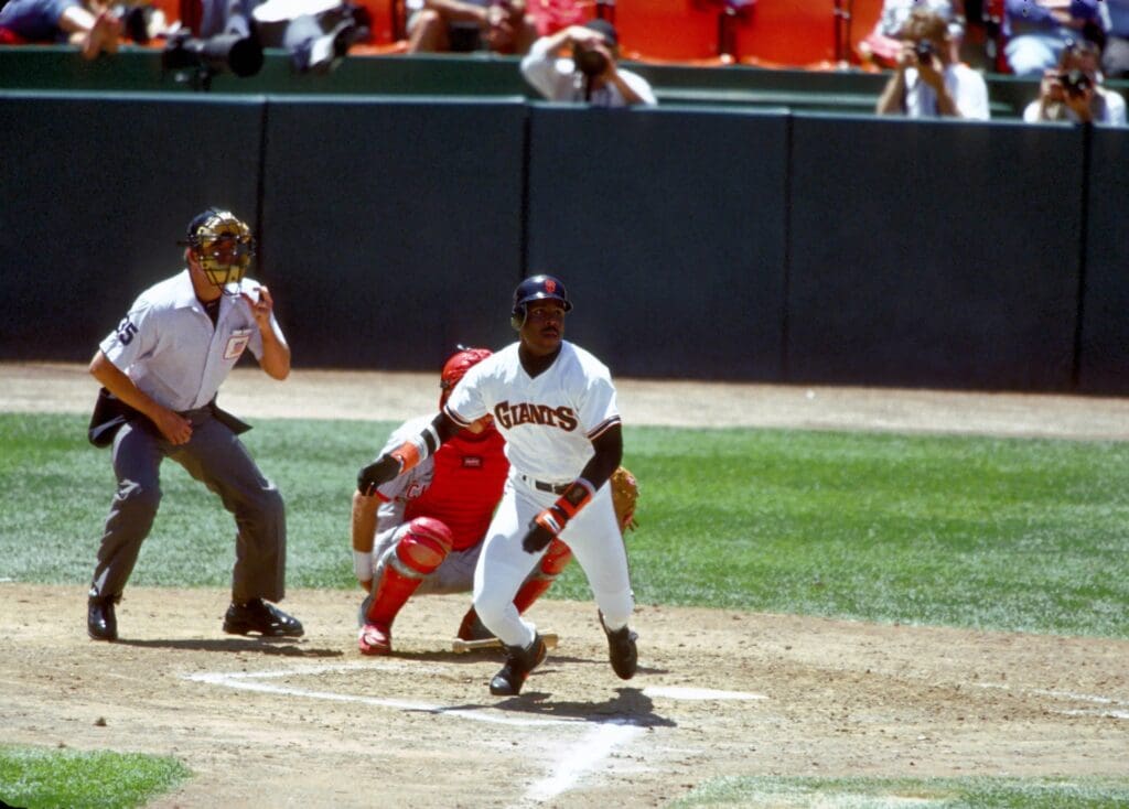 Unknown Date; San Francisco, CA, USA; FILE PHOTO; Barry Bonds of the San Francisco Giants in action against the Cincinnati Reds at Candlestick Park during the 1993 season.