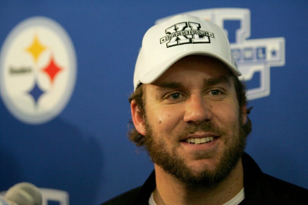 Feb 2, 2006; Detroit, MI, USA; Pittsburgh Steelers quarterback Ben Roethlisberger answers reporters questions at a press conference at the Detroit Marriott Pontiac at Centerpoint.