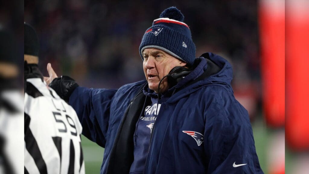 Dec 8, 2019; Foxborough, MA, USA; New England Patriots head coach Bill Belichick during the first quarter against the Kansas City Chiefs at Gillette Stadium.